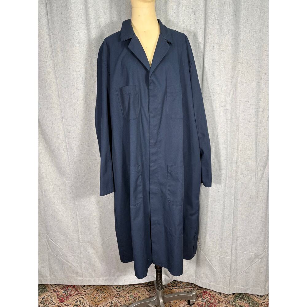 Red Kap Long Shop Coat Lab Jacket Button up Size 52 Reg Navy Blue